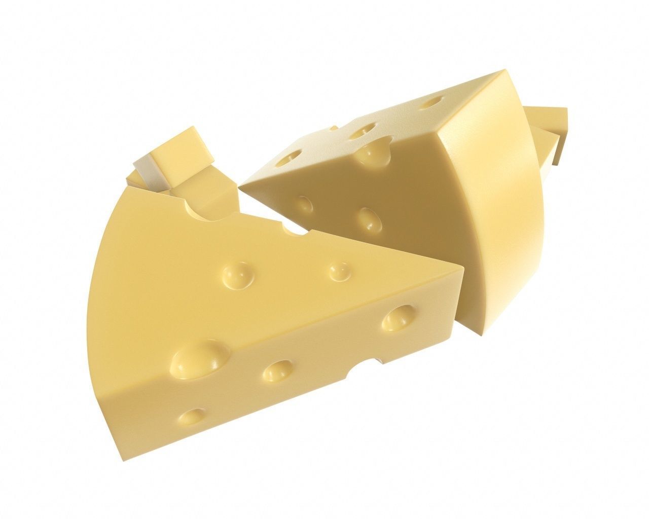 Cheese triangle with square slices 3D model_3