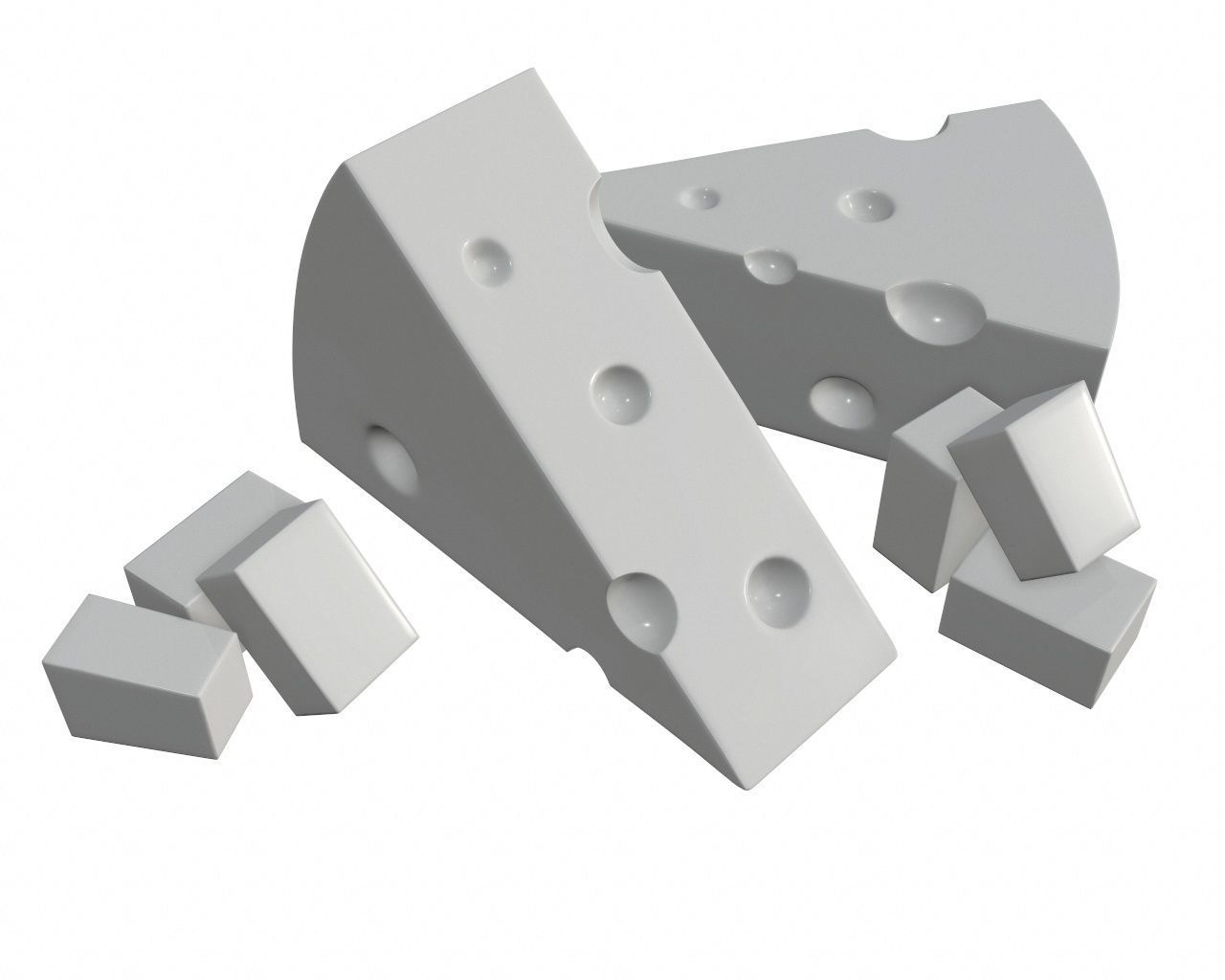 Cheese triangle with square slices 3D model_5