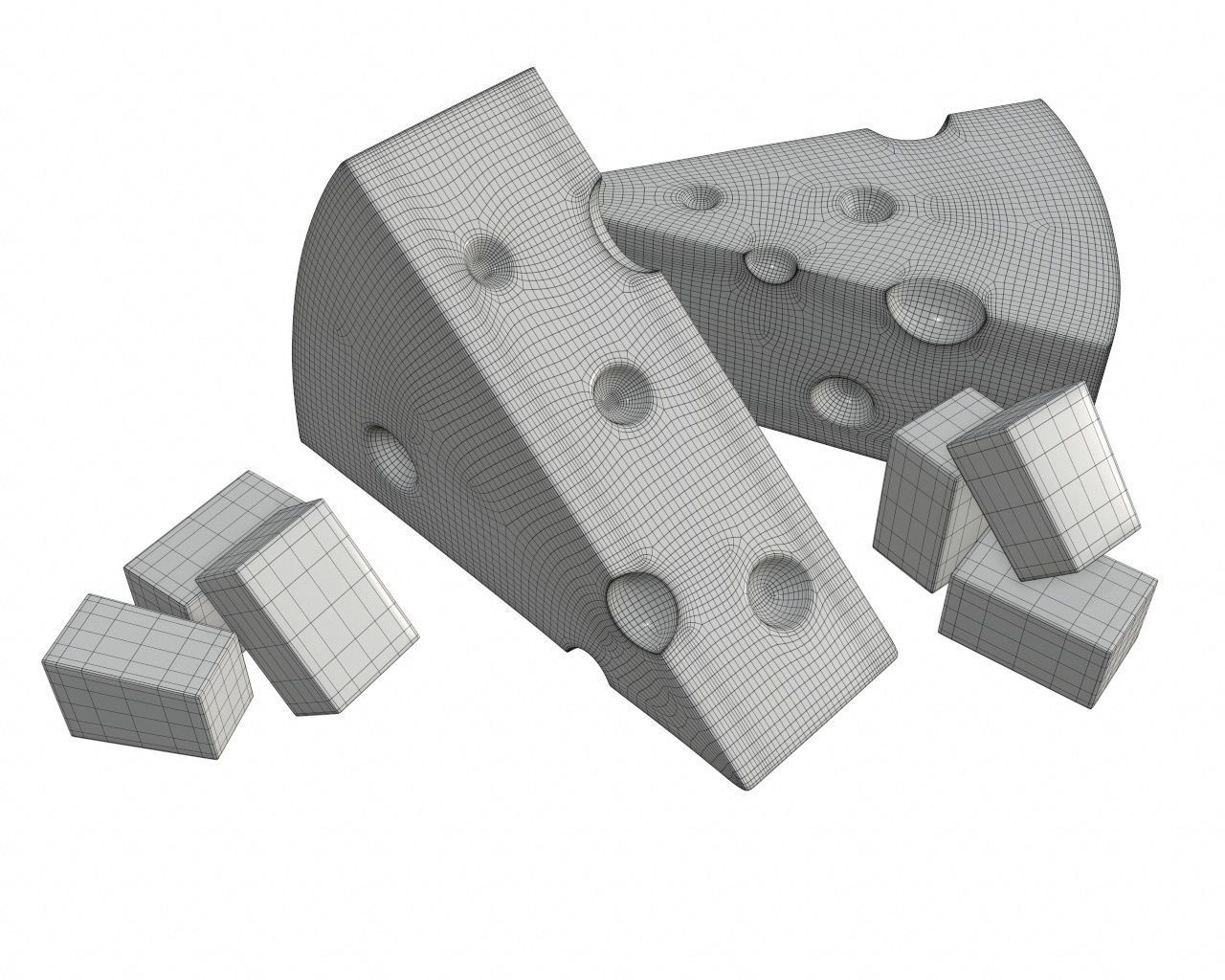 Cheese triangle with square slices 3D model_6