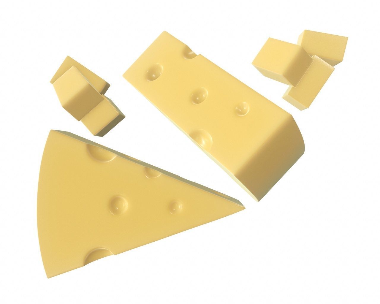Cheese triangle with square slices 3D model_4