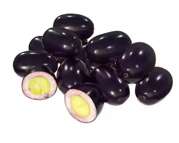 Jambolan plums whole and half sliced 3D model