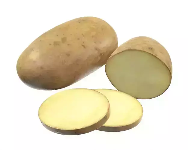 Potato whole half and slices 3D model