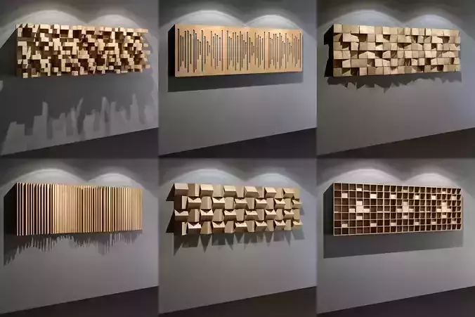 Six Acoustic Wall Panels for Recording Studio Treatment 3D Model Collection