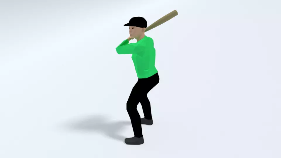 Low Poly Kid Playing Baseball Low-poly 3D model