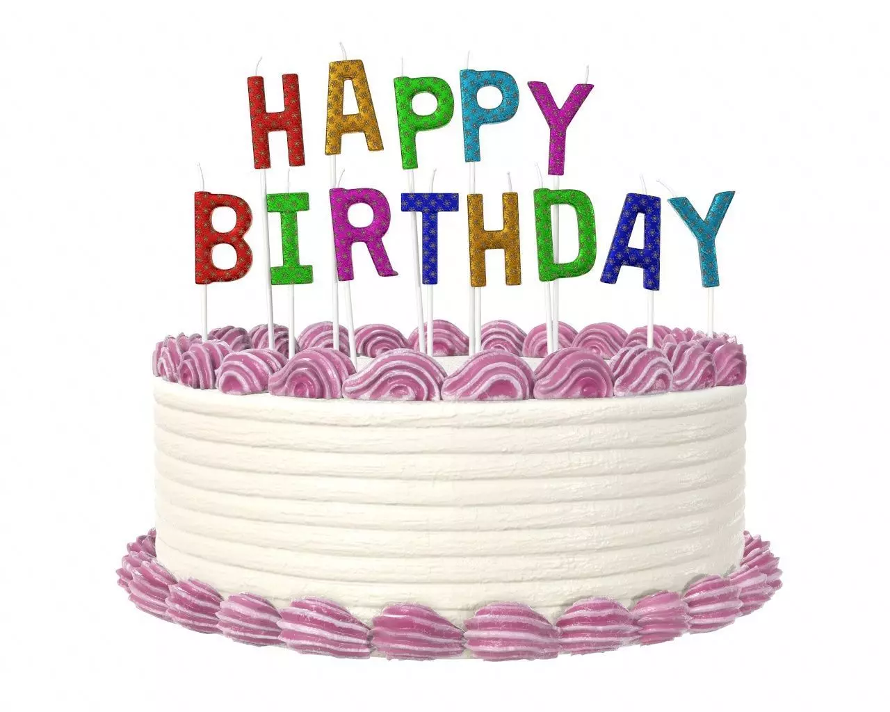 Birthday cake with candles 3D model