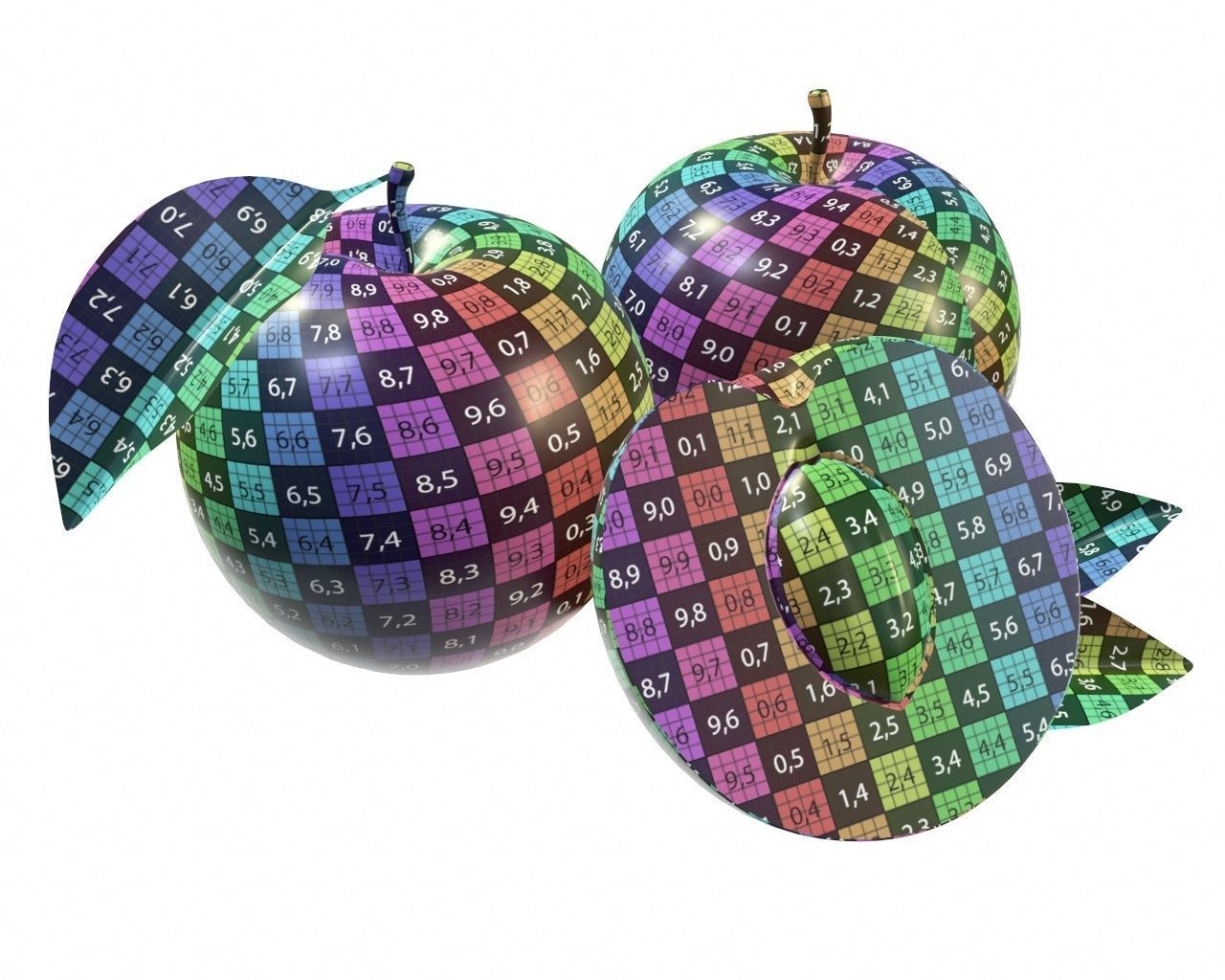 Plums with leaves 3D model_9