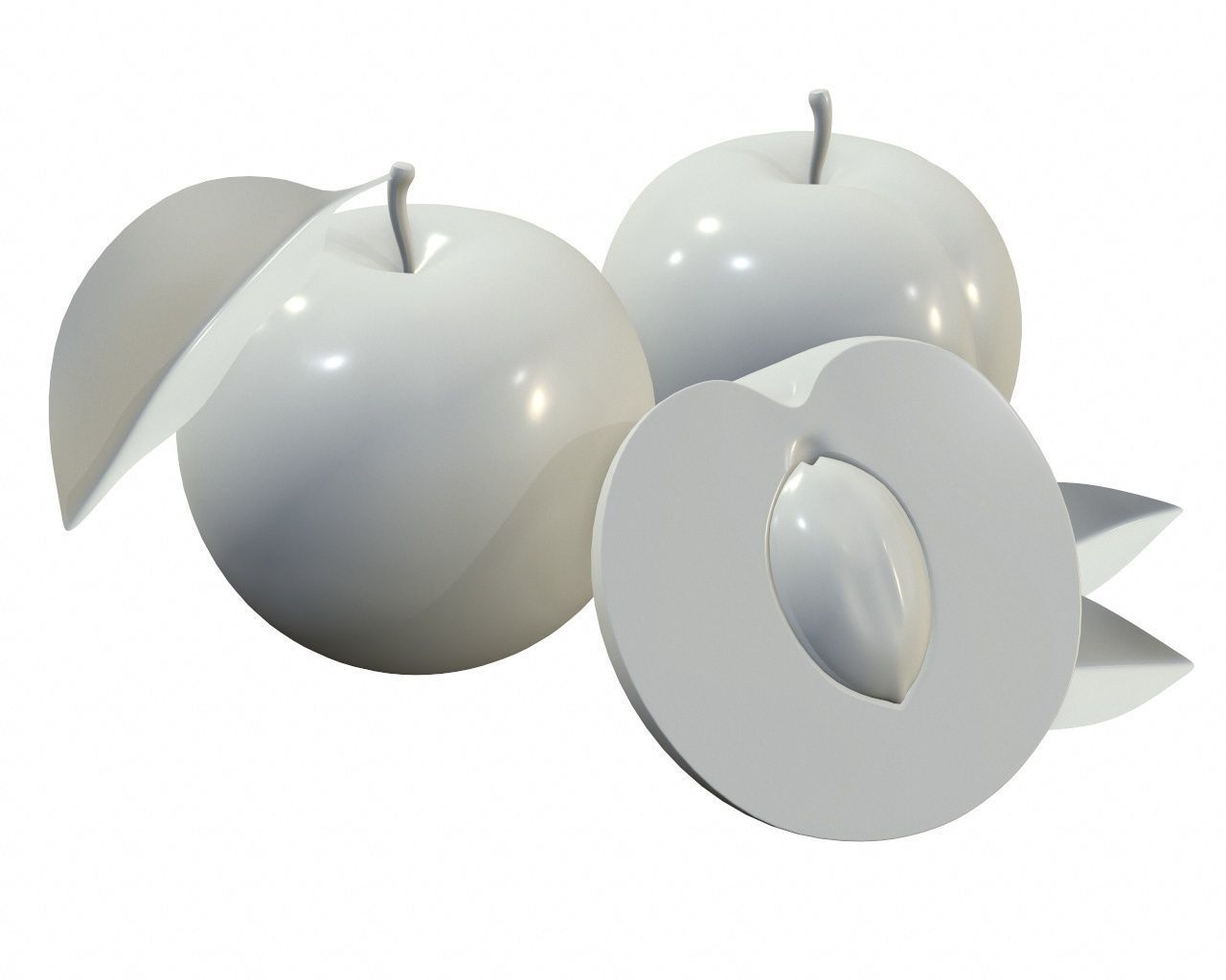 Plums with leaves 3D model_7