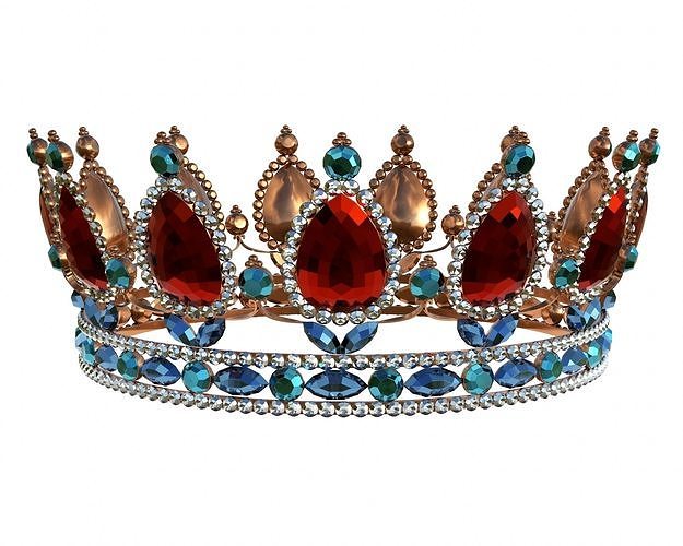 Queen crown with jewel 3D model