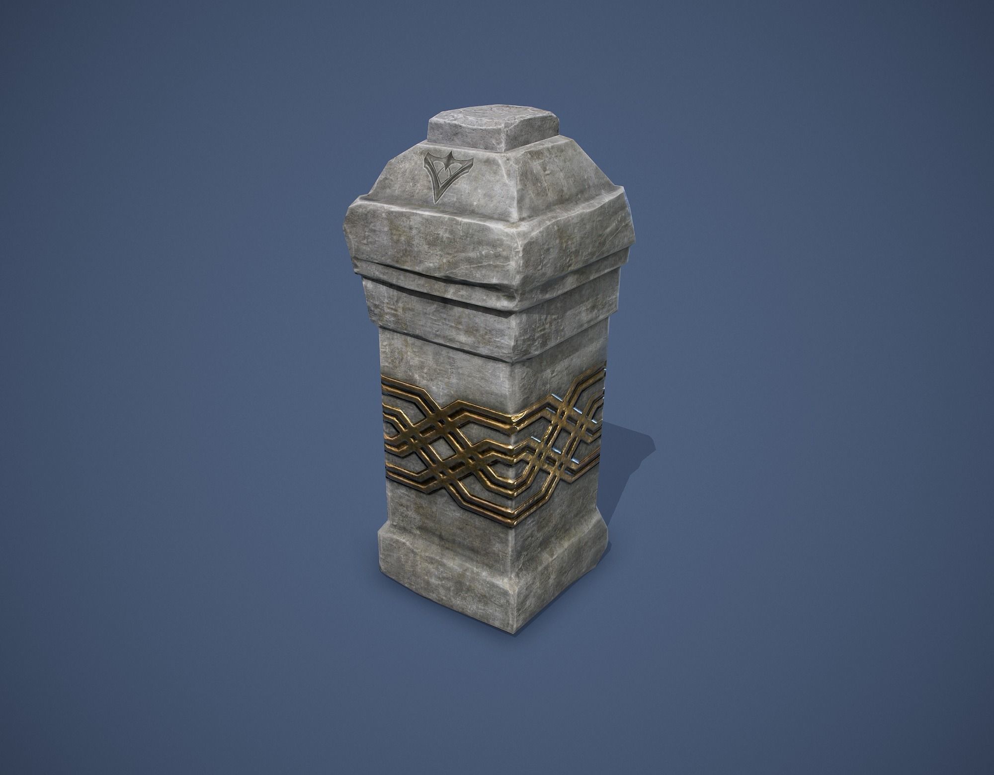 Column with a button Low-poly 3D model_0