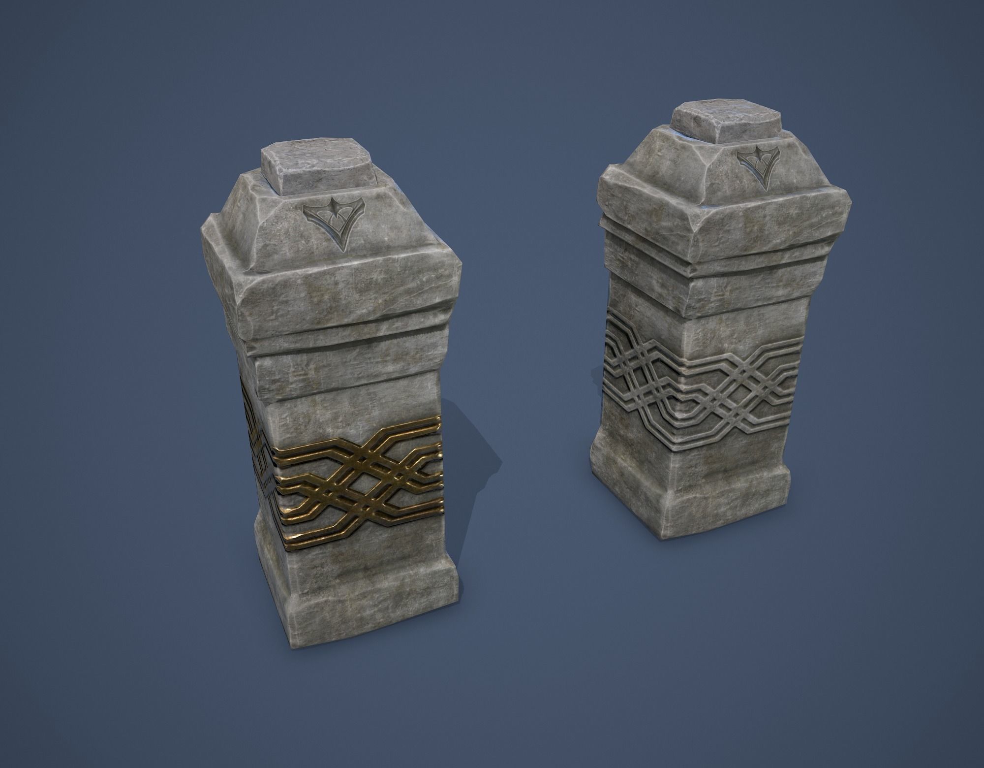 Column with a button Low-poly 3D model_1