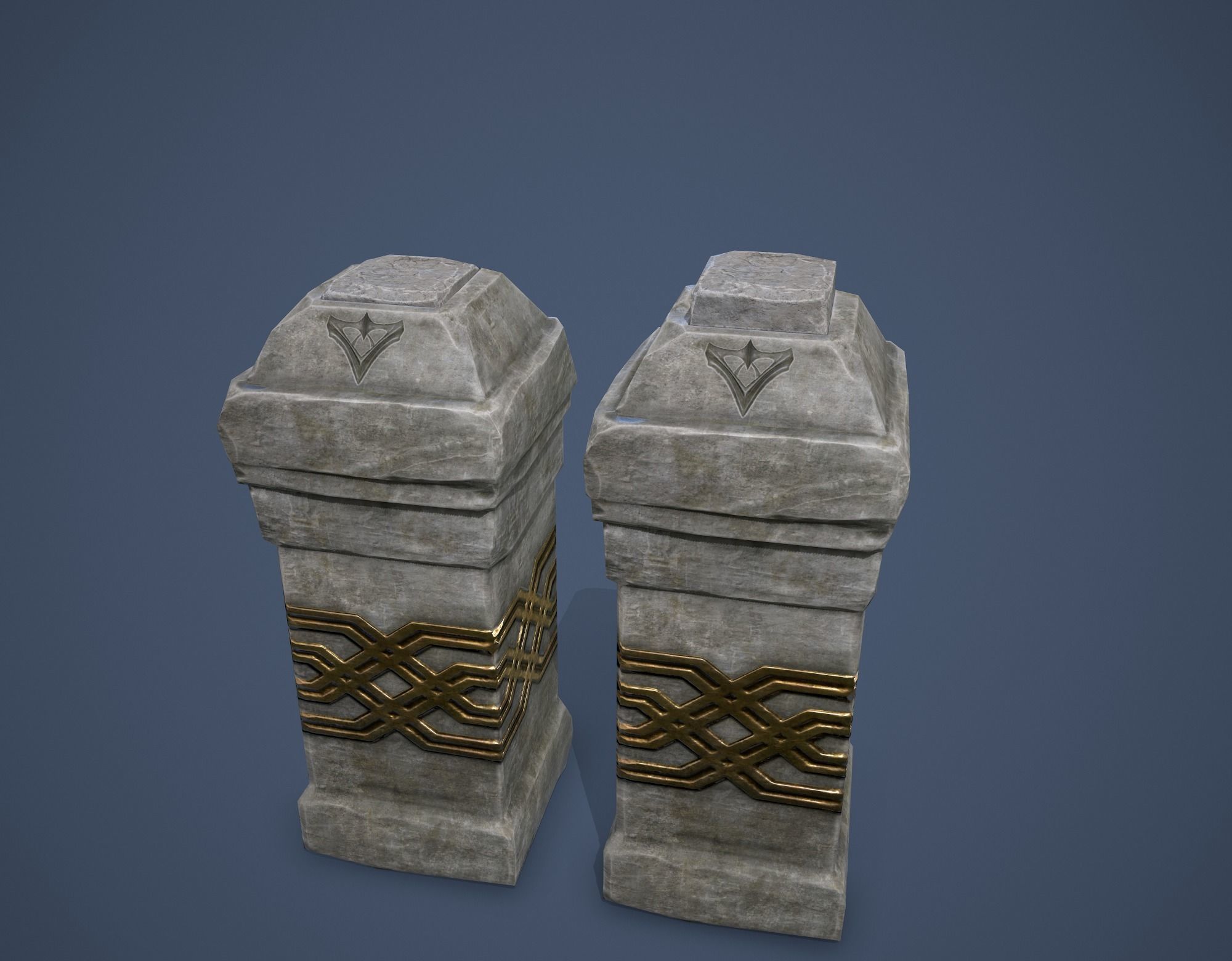 Column with a button Low-poly 3D model_3