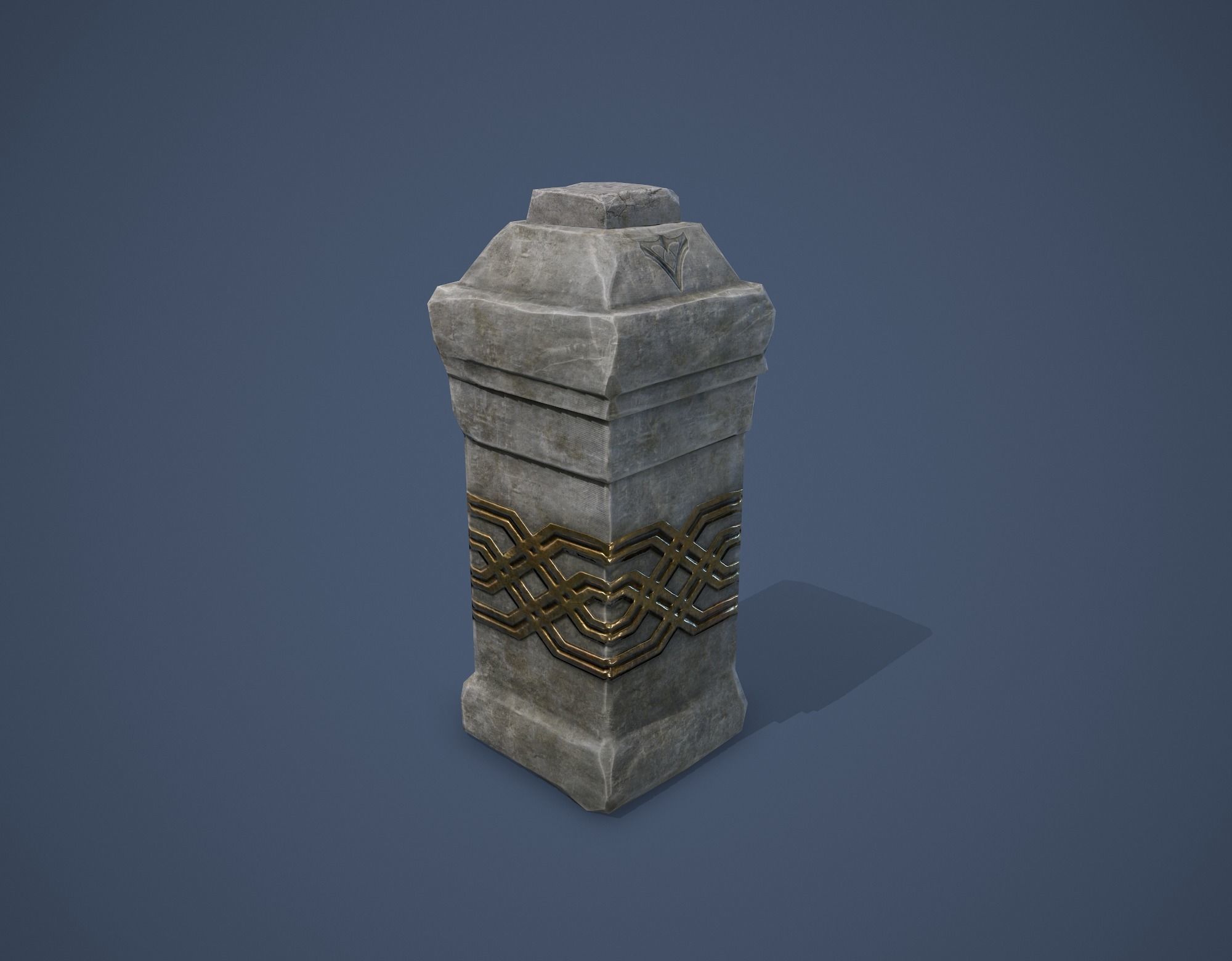 Column with a button Low-poly 3D model_6