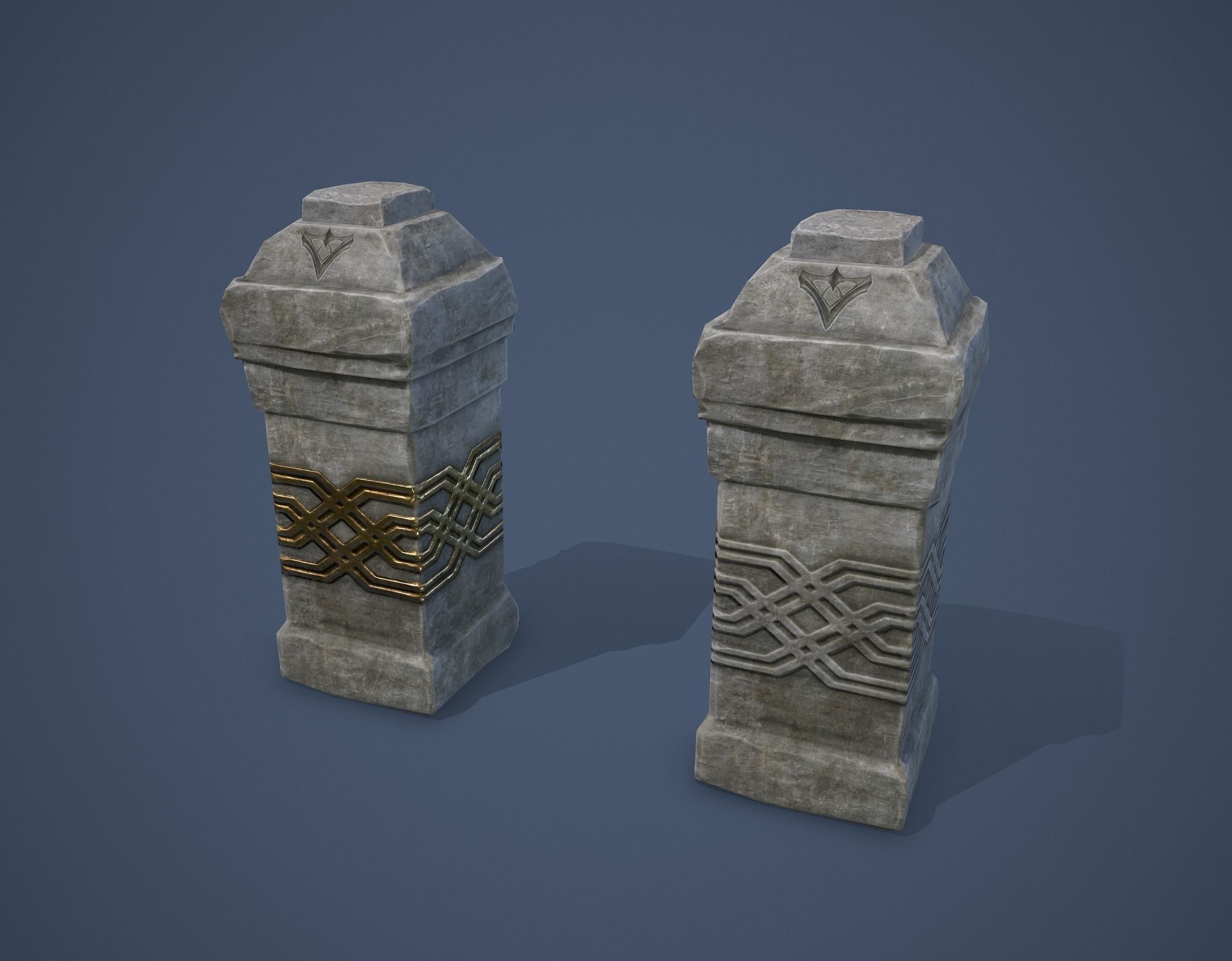 Column with a button Low-poly 3D model_2