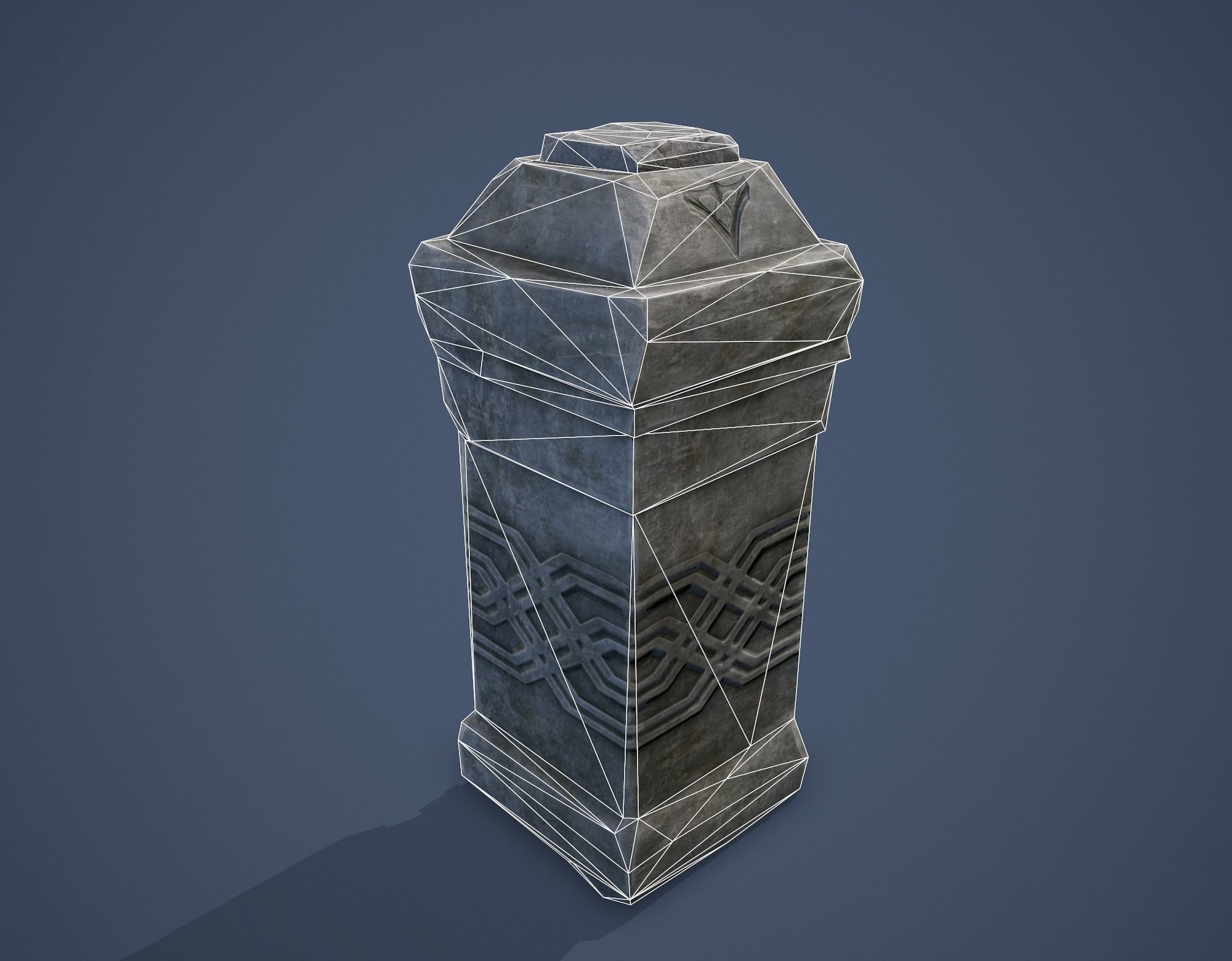 Column with a button Low-poly 3D model_16