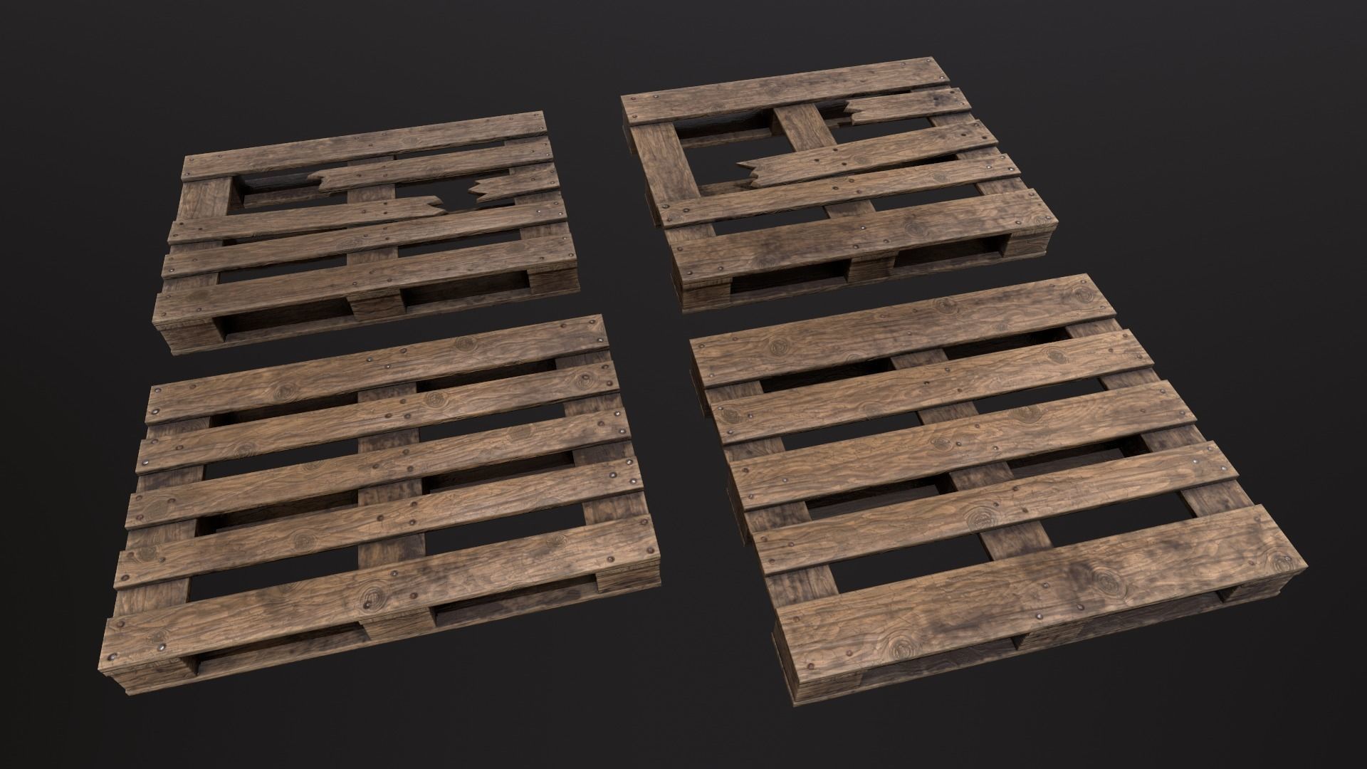 Wooden Pallets Low-poly 3D model_5