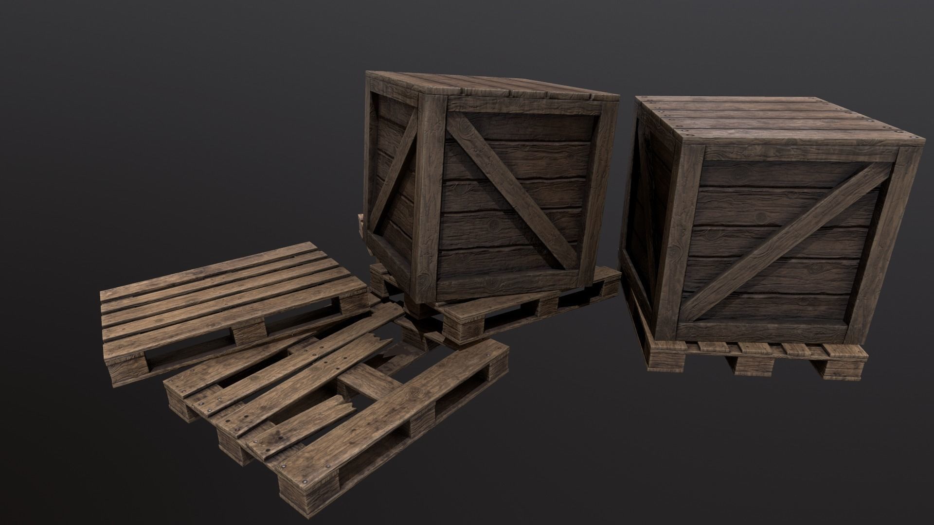 Wooden Pallets Low-poly 3D model_3