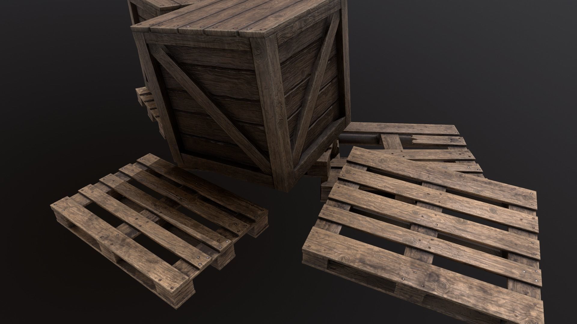 Wooden Pallets Low-poly 3D model_7