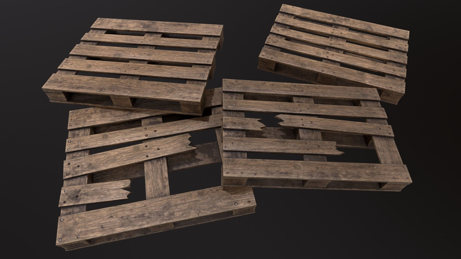 Wooden Pallets Low-poly 3D model_2