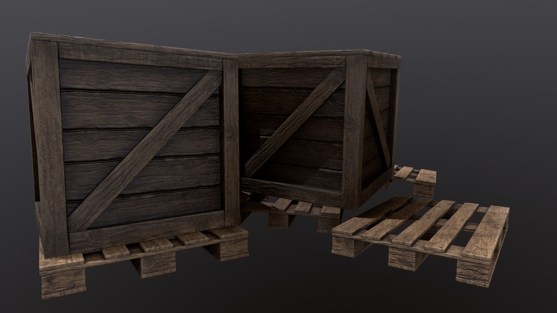 Wooden Pallets Low-poly 3D model_8