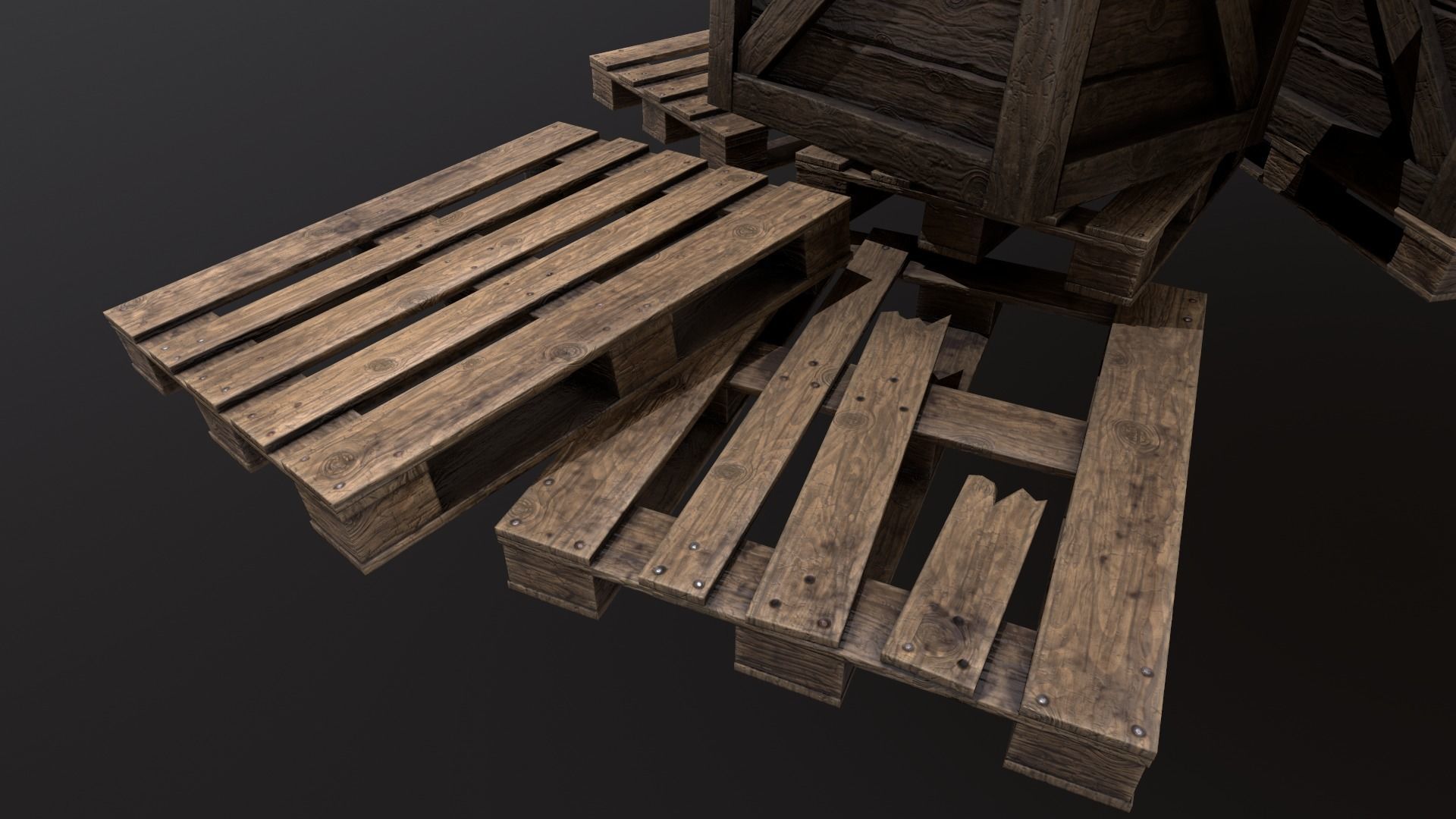 Wooden Pallets Low-poly 3D model_4