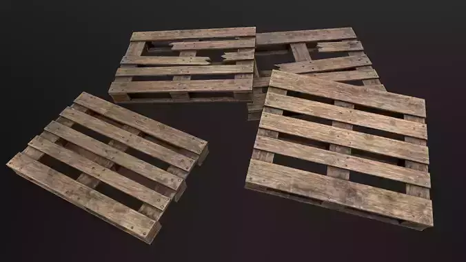 Wooden Pallets Low-poly 3D model