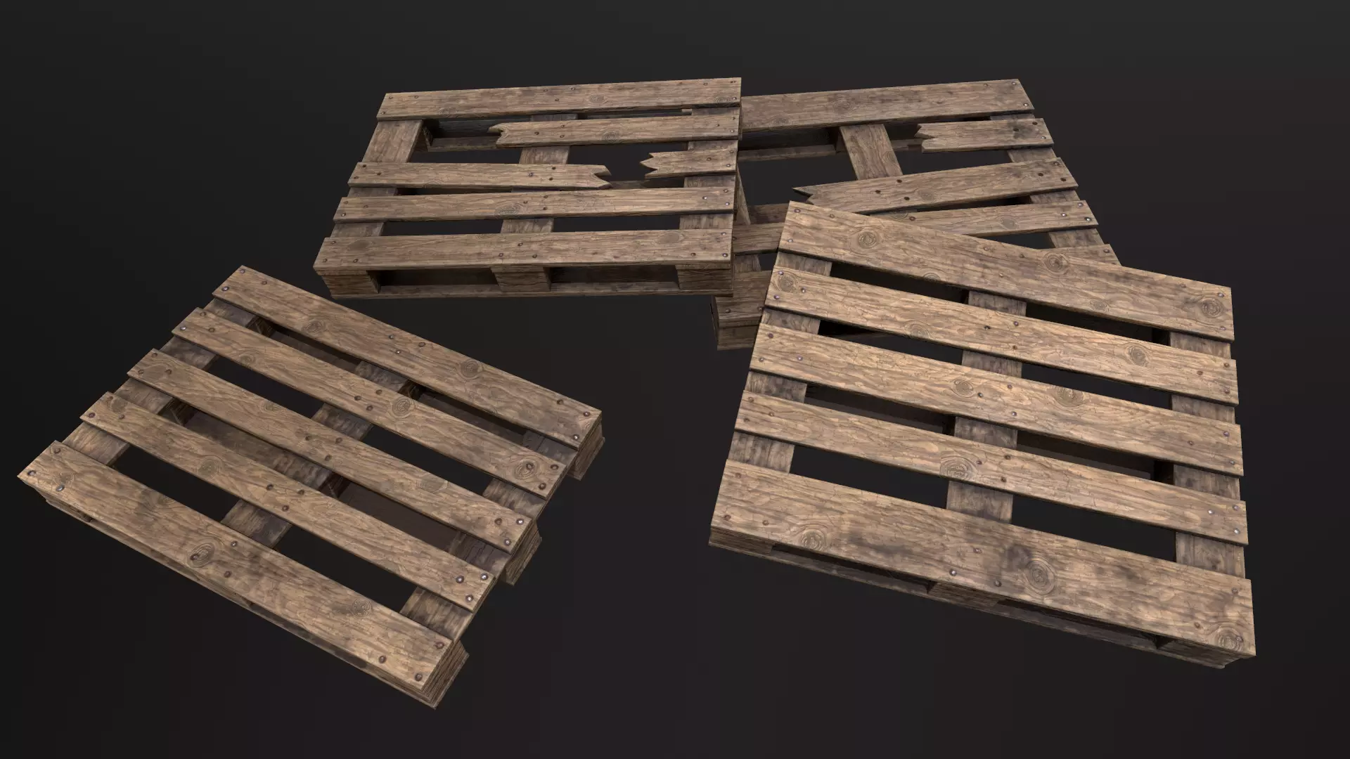 Wooden Pallets Low-poly 3D model_0