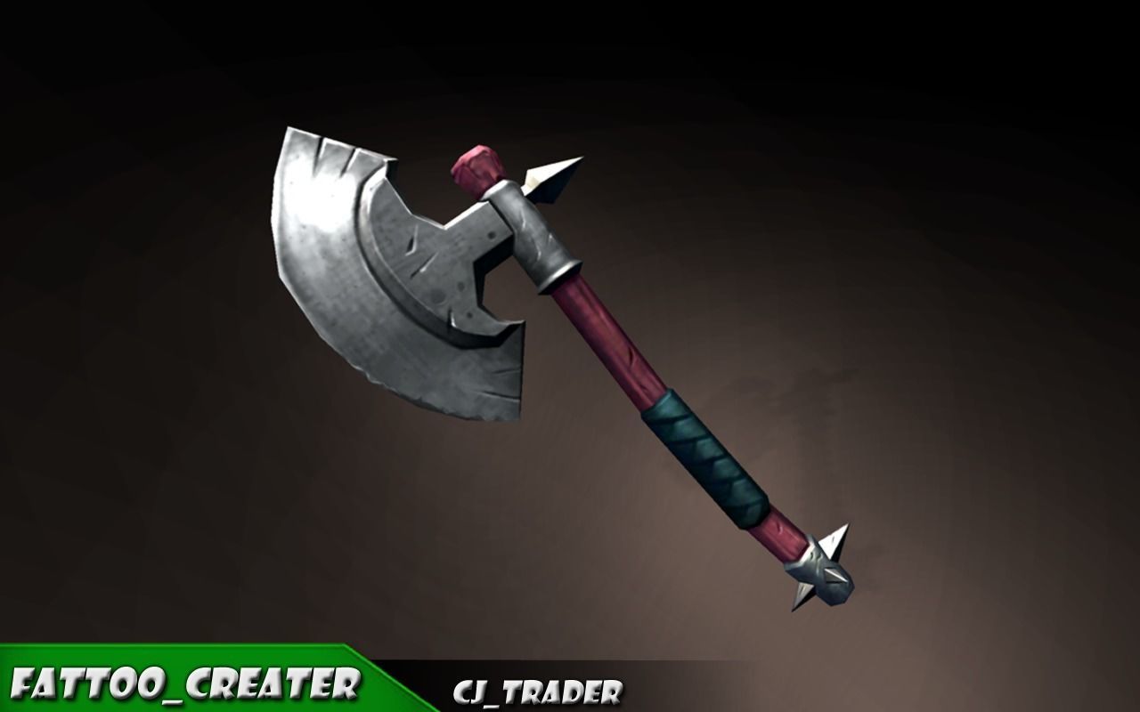 Low Poly Fantasy Fighting Axe 3D Model Low-poly 3D model_4