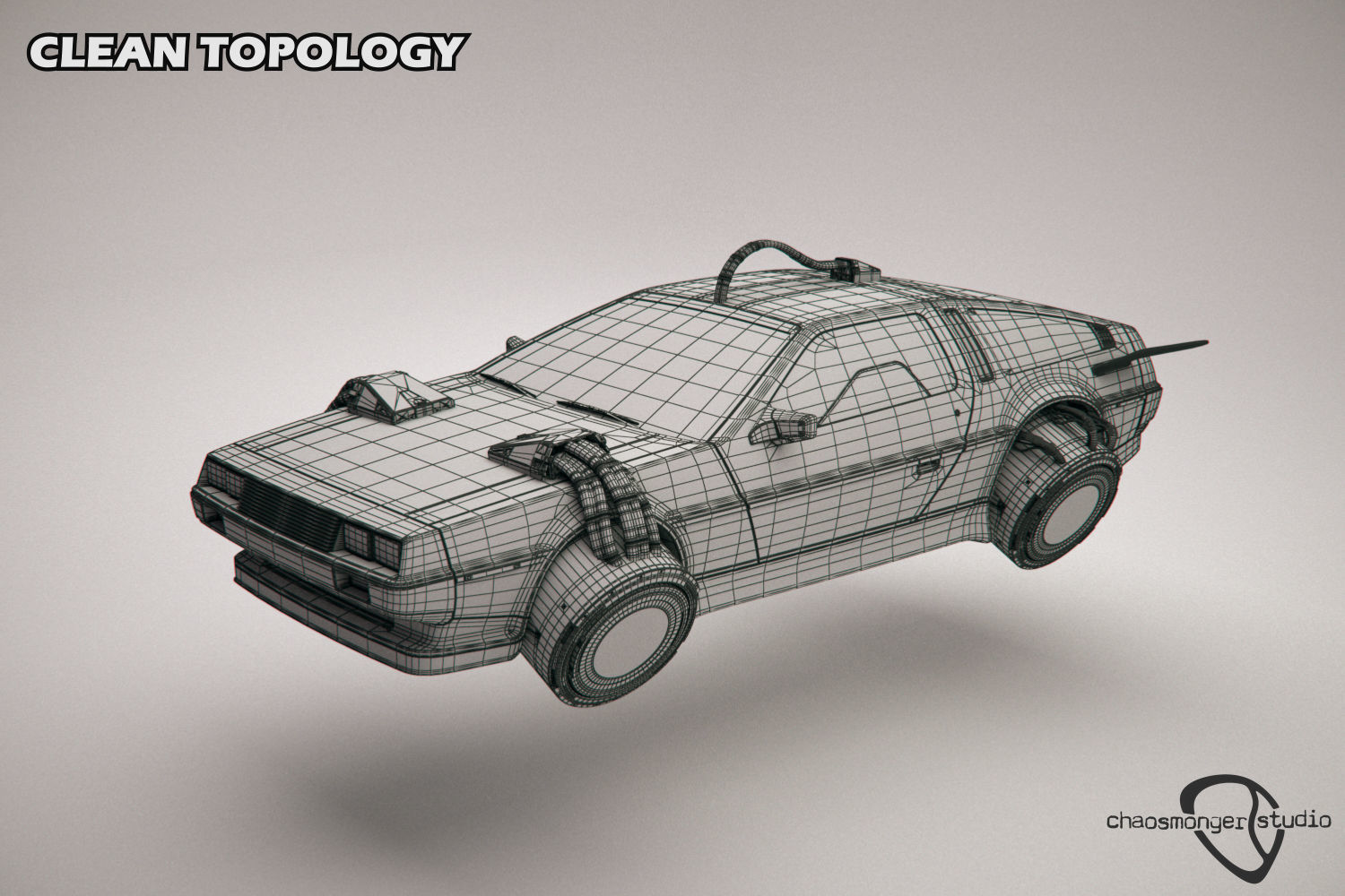 Cyberpunk Flying Car DeLorean Free 3D model_1