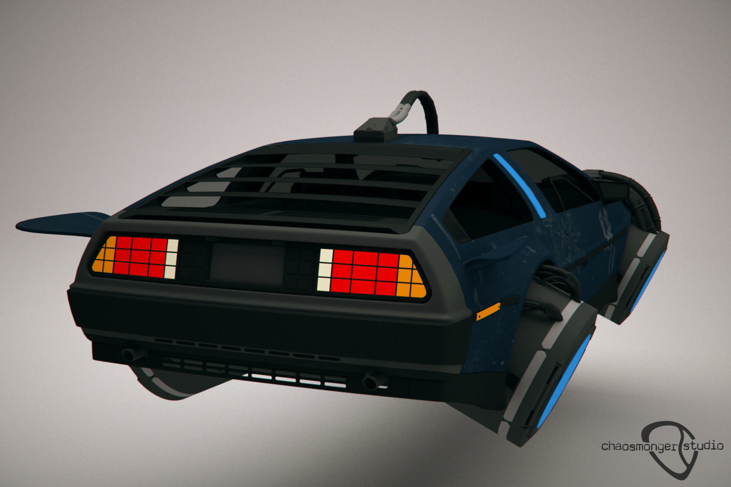 Cyberpunk Flying Car DeLorean Free 3D model_6