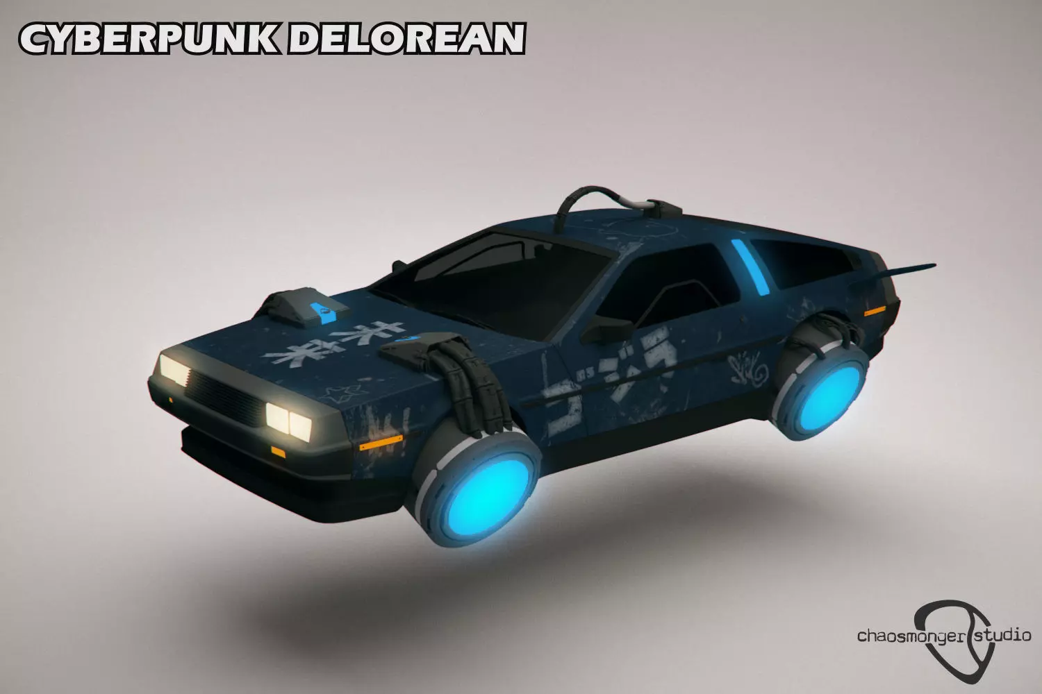 Cyberpunk Flying Car DeLorean Free 3D model_0