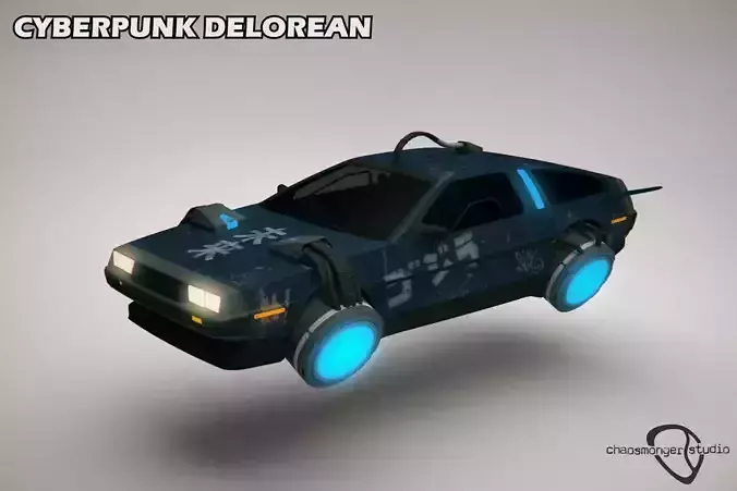Cyberpunk Flying Car DeLorean Free 3D model