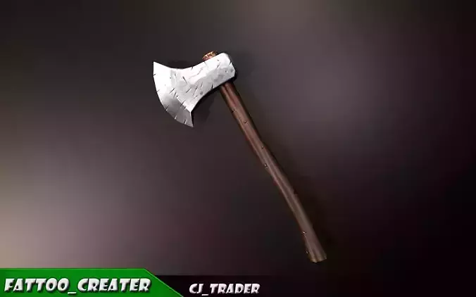 Lowpoly Axe Fantasy Game Weapon 3D Model Low-poly 3D model