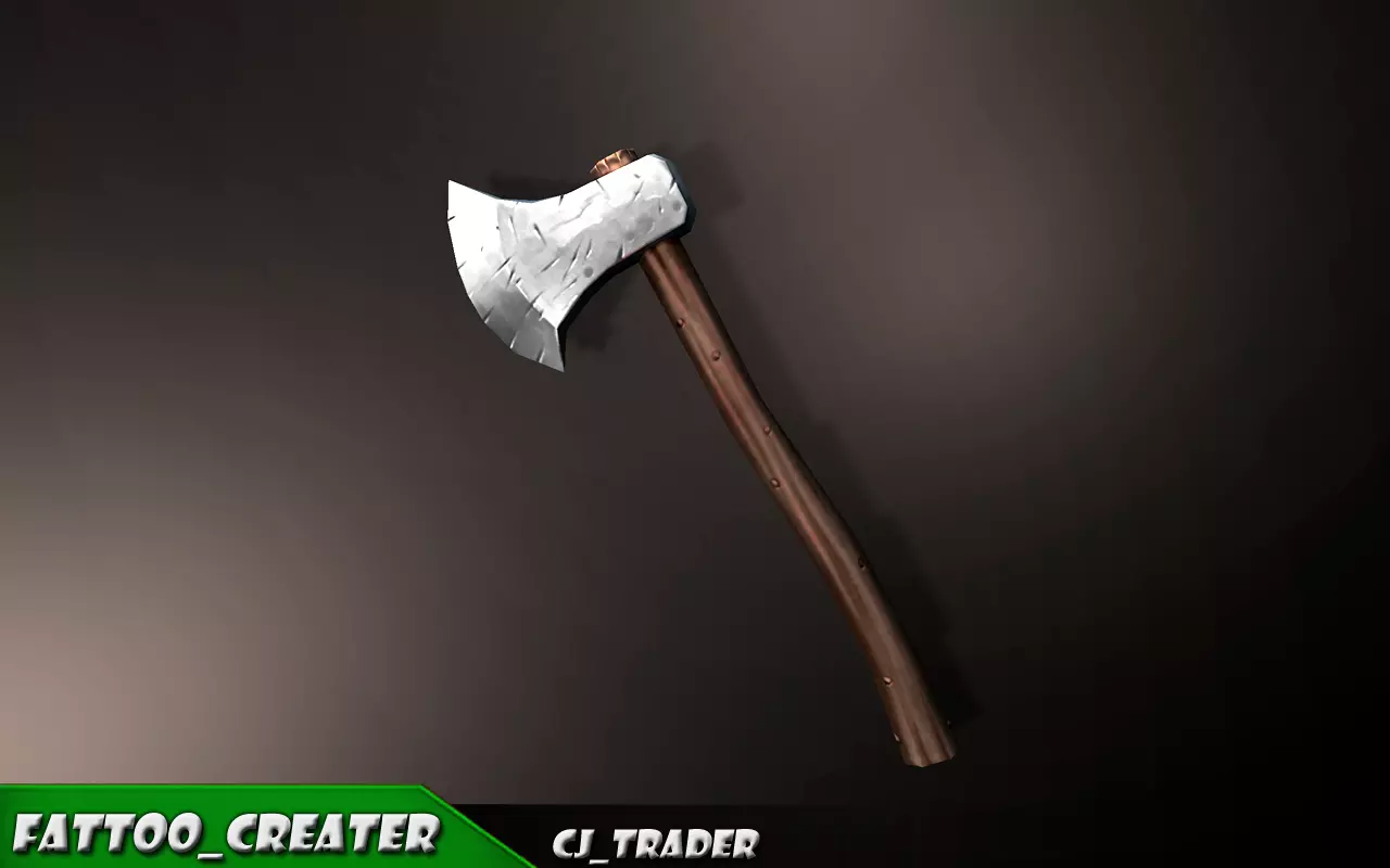 Lowpoly Axe Fantasy Game Weapon 3D Model Low-poly 3D model_0