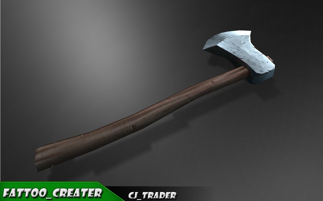 Lowpoly Axe Fantasy Game Weapon 3D Model Low-poly 3D model_2