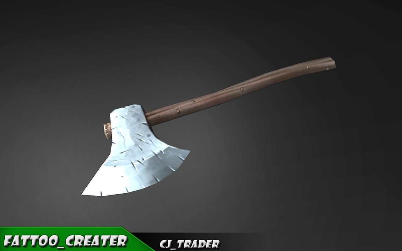 Lowpoly Axe Fantasy Game Weapon 3D Model Low-poly 3D model_1