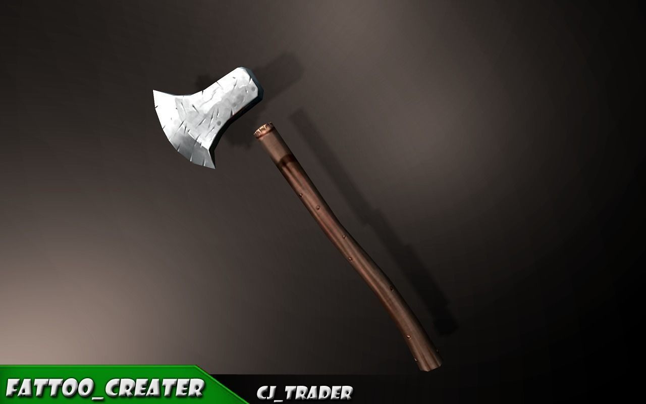 Lowpoly Axe Fantasy Game Weapon 3D Model Low-poly 3D model_3