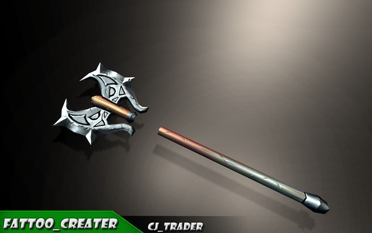 Lowpoly Fantasy Magical Axe 3D Model Low-poly 3D model_4