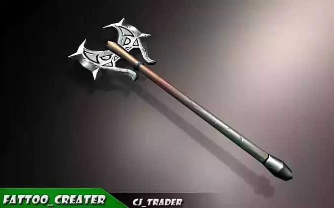 Lowpoly Fantasy Magical Axe 3D Model Low-poly 3D model