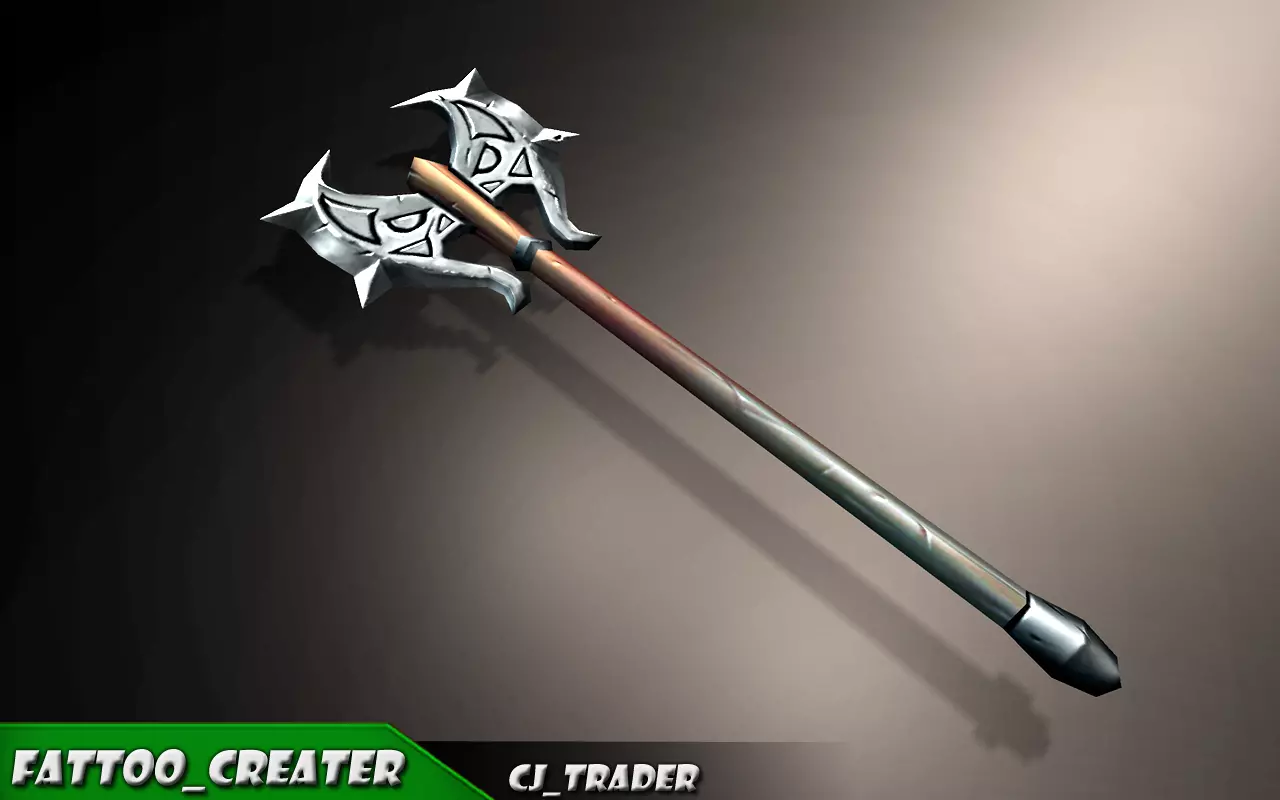 Lowpoly Fantasy Magical Axe 3D Model Low-poly 3D model_0