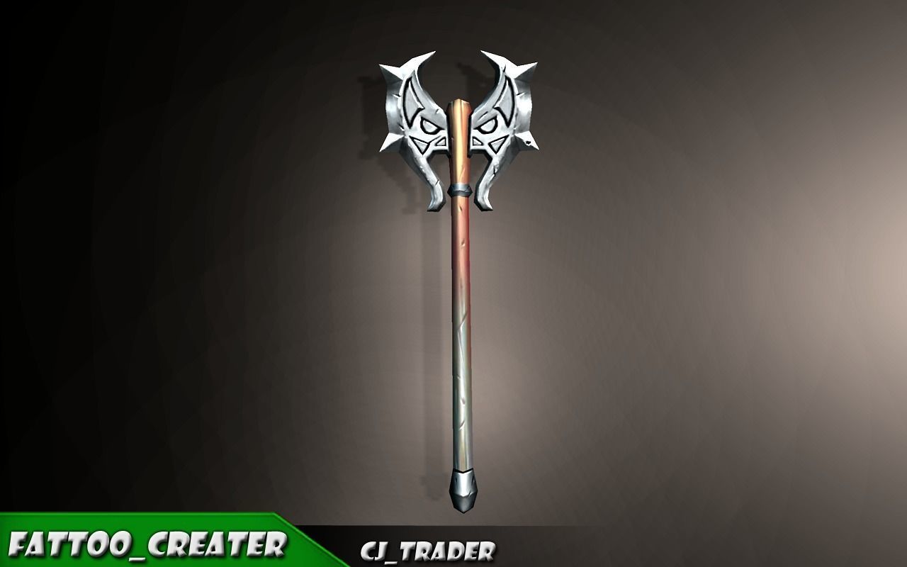 Lowpoly Fantasy Magical Axe 3D Model Low-poly 3D model_3