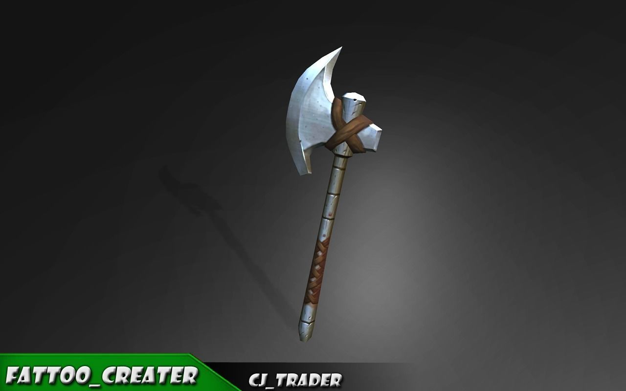 Modern Fantasy Game Axe 3D Model Low-poly 3D model_2