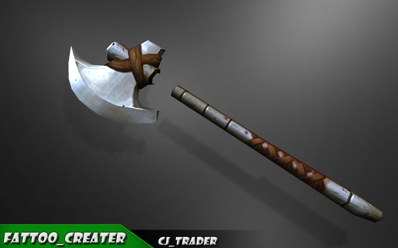 Modern Fantasy Game Axe 3D Model Low-poly 3D model_4