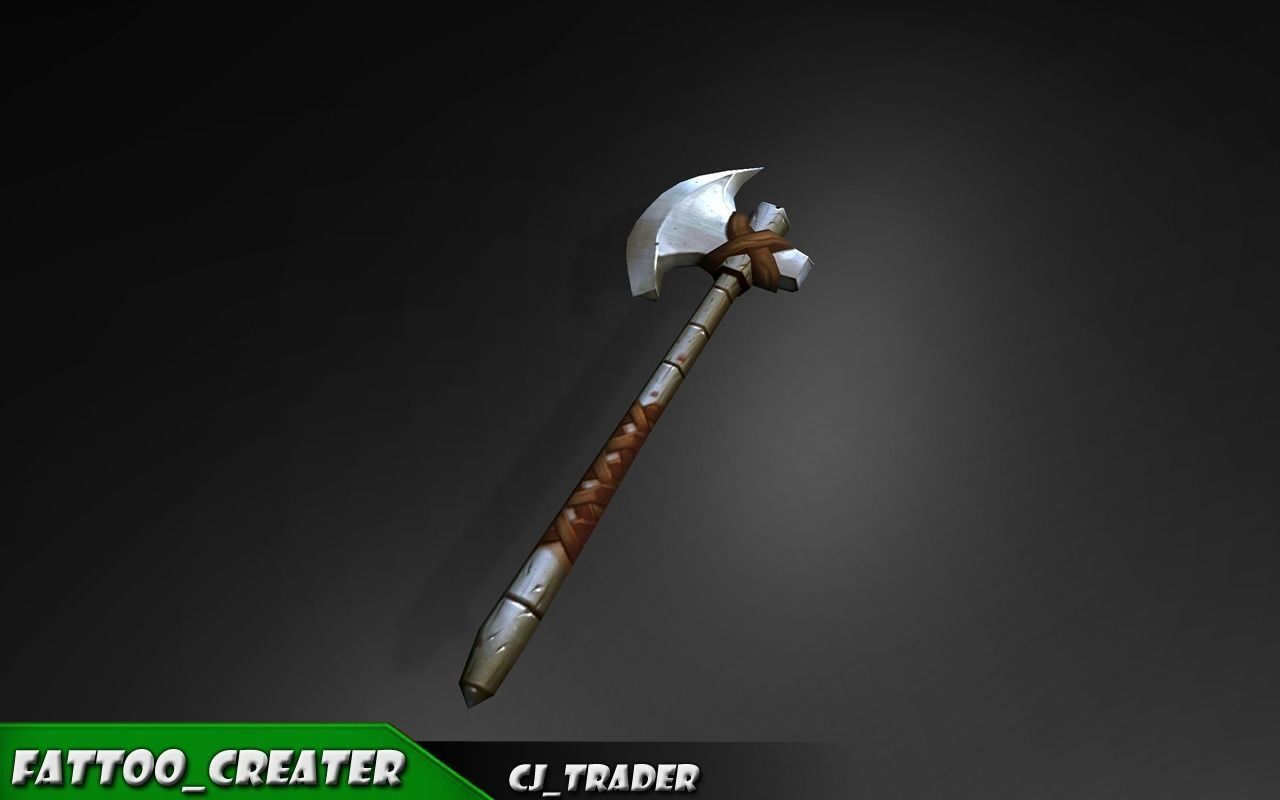 Modern Fantasy Game Axe 3D Model Low-poly 3D model_5