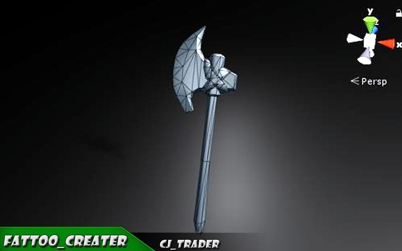 Modern Fantasy Game Axe 3D Model Low-poly 3D model_6
