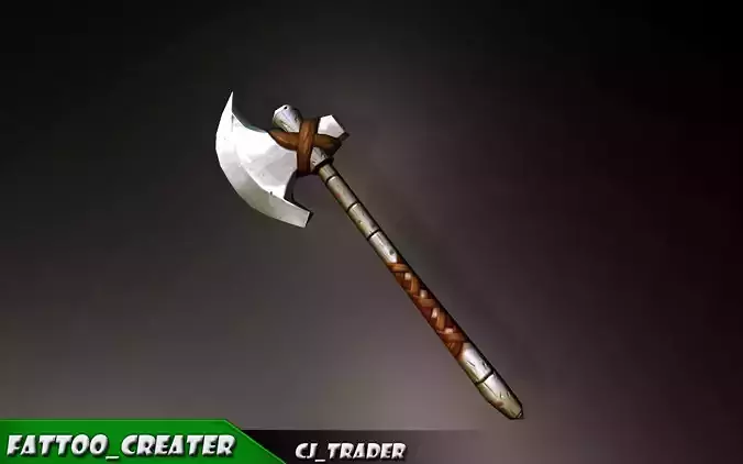 Modern Fantasy Game Axe 3D Model Low-poly 3D model