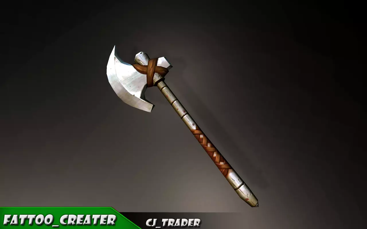 Modern Fantasy Game Axe 3D Model Low-poly 3D model_0