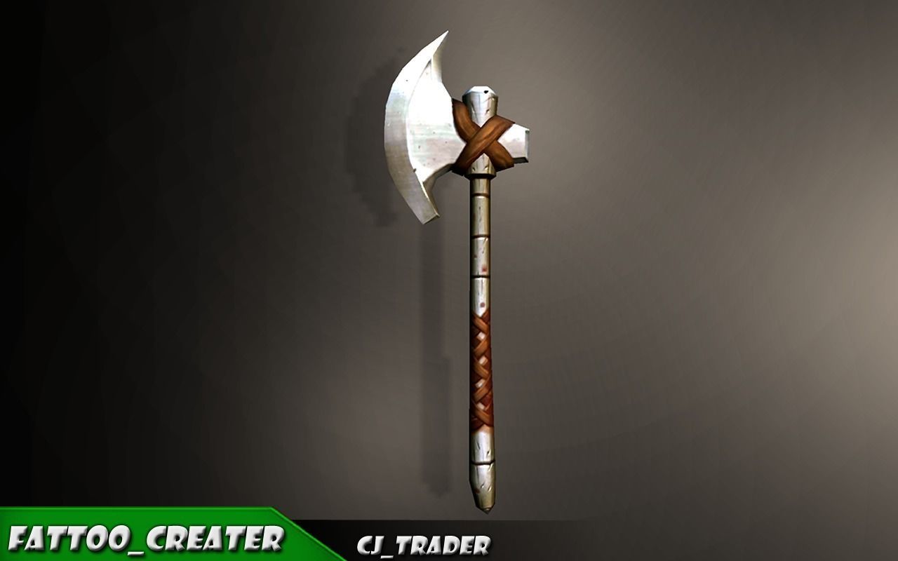 Modern Fantasy Game Axe 3D Model Low-poly 3D model_1