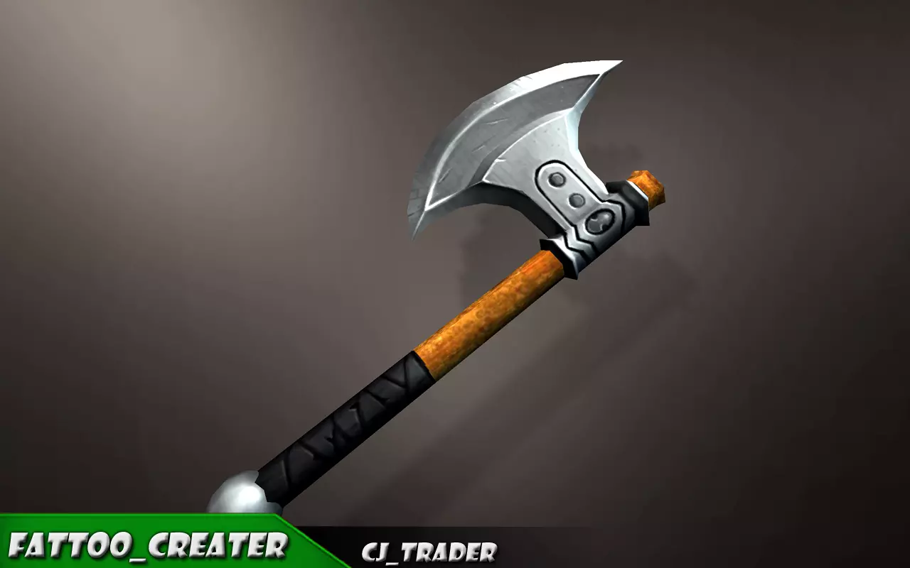 Mini Fantasy Axe Lowpoly 3D Model Low-poly 3D model_0