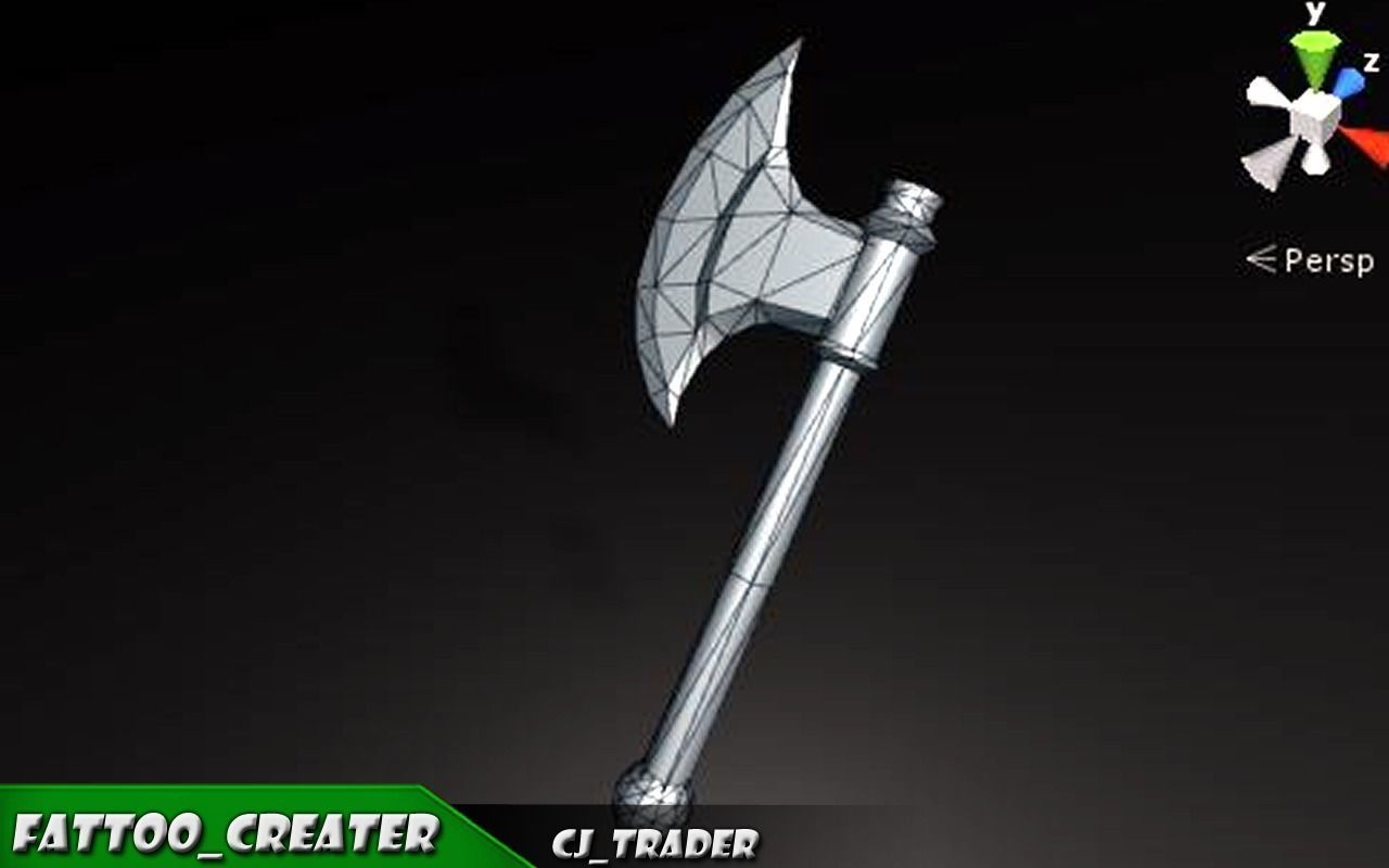 Mini Fantasy Axe Lowpoly 3D Model Low-poly 3D model_5