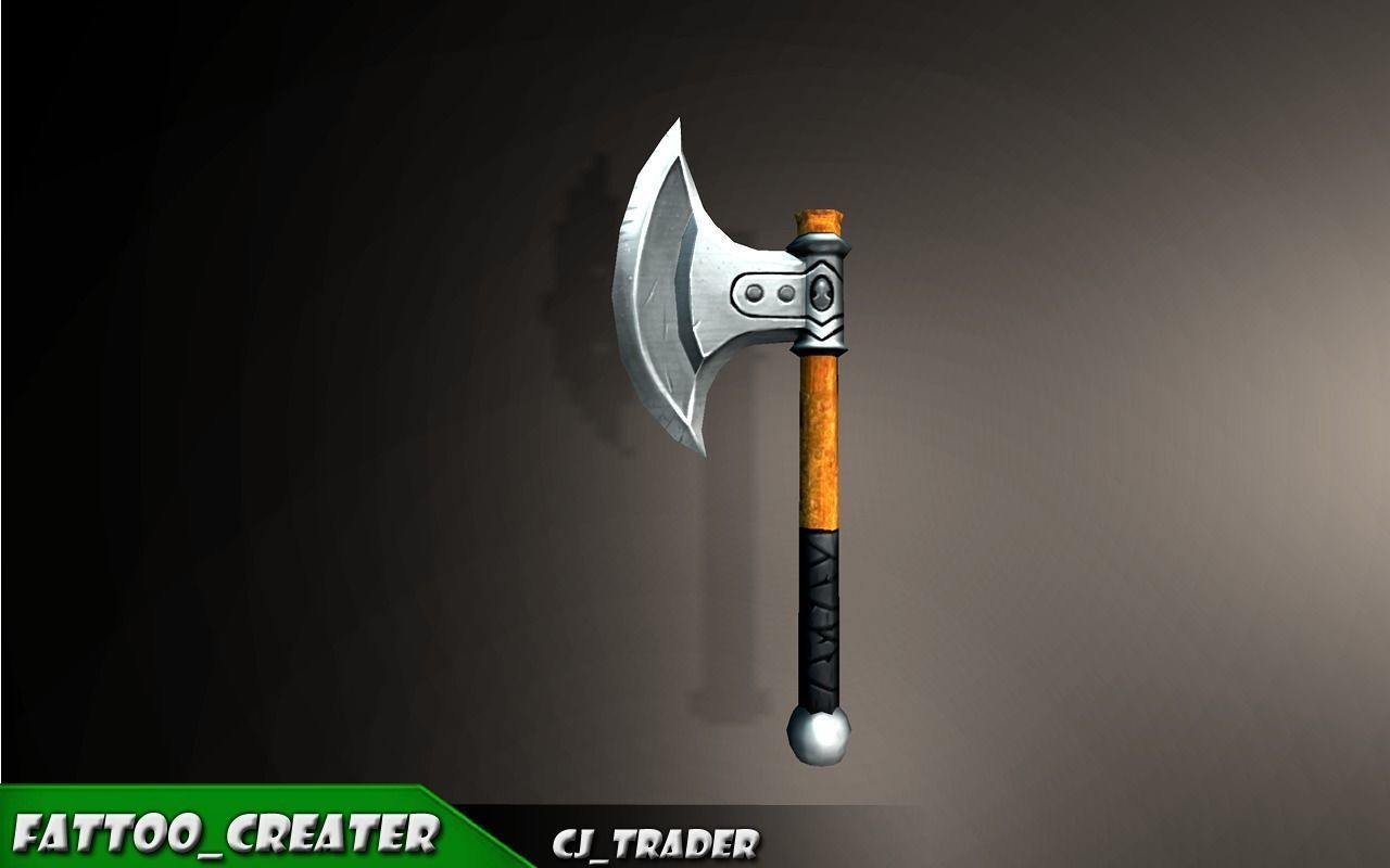 Mini Fantasy Axe Lowpoly 3D Model Low-poly 3D model_3